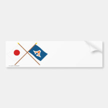 Japón y banderas cruzadas Shizuoka Pegatina De Parachoque