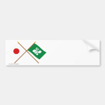 Japón y banderas cruzadas Tochigi Pegatina De Parachoque