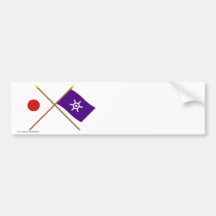 Japón y banderas cruzadas Tokio Etiqueta De Parachoque