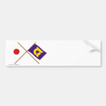Japón y banderas cruzadas Tokushima Etiqueta De Parachoque