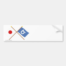 Japón y banderas cruzadas Tottori Pegatina De Parachoque