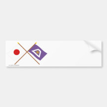 Japón y banderas cruzadas Yamanashi Etiqueta De Parachoque