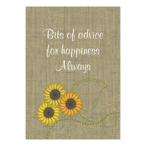Jar and Sunflower Wedding Shower message Business Card Templates (back side)