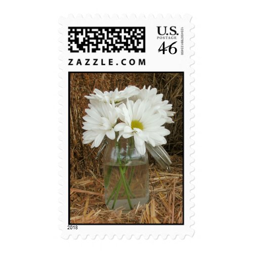 Jar Of Daisies On a Bale Of Hay stamp