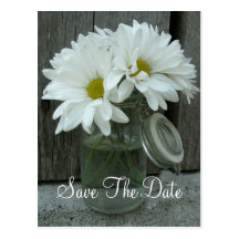 Jar of Daisies Wedding Save The Date Postcards