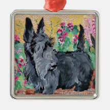 Jardín de Terrier del escocés Ornamento Para Arbol De Navidad