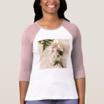 jasmine flowers and lily on script raglan t-shirt