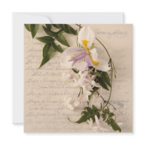 jasmine flowers and lily with script invitation