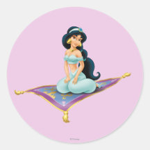 Jasmine on Magic Carpet Round Sticker