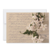 jasmine on old script handwriting invitation