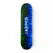 Jasper blue fire Skatersollie skateboard.