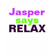 Jasper says RELAX (hot pink and green) t-shirts