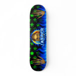 Jasper skull blue fire Skatersollie skateboard