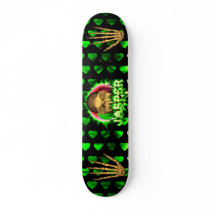 Jasper skull green fire Skatersollie skateboard.