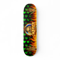 Jasper skull real fire and flames skateboard desig