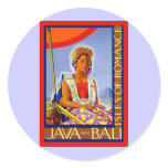 Java and Bali ~ Isles of Romance ~ Vintage Travel Round Sticker