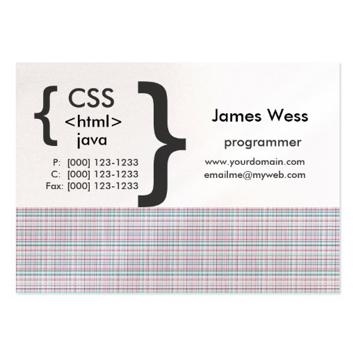 Java html CSS Web Programmer Business Card Templates