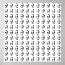 Jawless Skulls, Black and White Pattern. Print