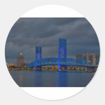 jax blue bridge HDR Round Stickers