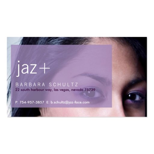 Jaz's Face [purple] Business Cards (front side)