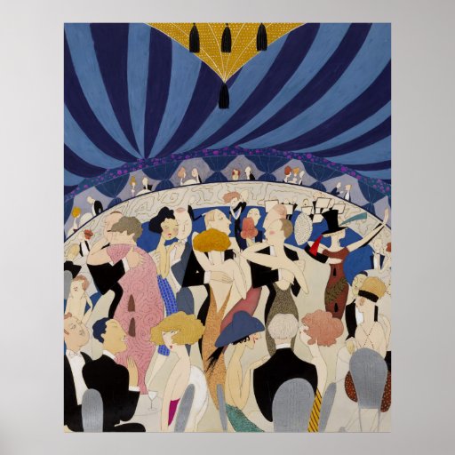 Jazz Age Art Deco Dancing couples dance hall art Poster Zazzle
