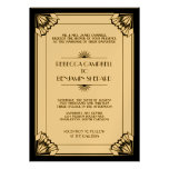 Jazz age black geometric art deco wedding custom invites