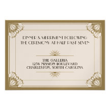 Jazz age taupe art deco wedding reception personalized announcements