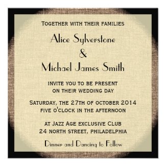 Jazz Age Wedding Invitation Art Deco Style