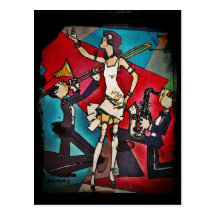 Jazz Band with Girl Singer Postcards