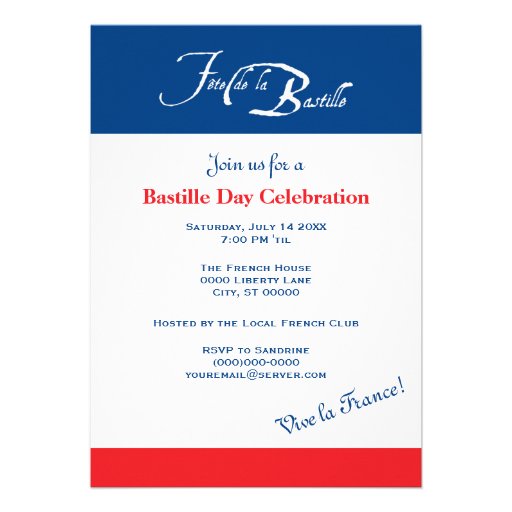 Jazz Bastille Day July 14 Invitation