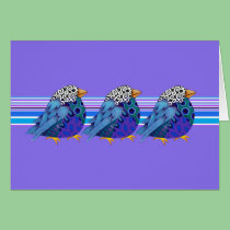Jazz Birds (blue) Blank Notecard cards