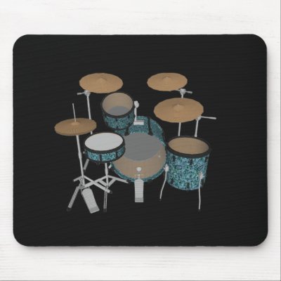 Jazz Drum Kit: Custom Green Drums: Drums Mousepad by spiritswitchboard
