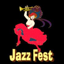 Jazz Fest Lady With Horn t-shirts