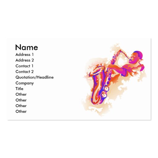 Jazz Man Saxophone Business Card (front side)