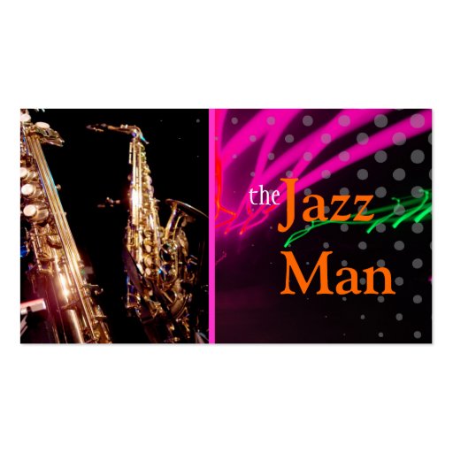 Jazz Man, Stylish neon lights/fluorescent colors Business Card Template