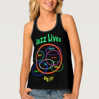 Jazz Music Colorful Black Tank Top