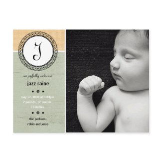 Jazz Raine Birth Announcement postcard