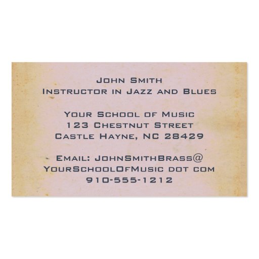 Jazz Sax Music Business Branding Business Card (back side)