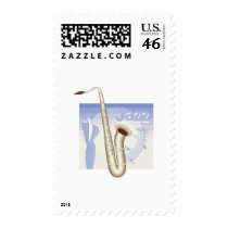 jazz saxaphone design postage