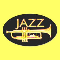 Jazz Trumpet Oval Stickers stickers