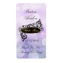 Jazzy Blue Bokeh Wedding Wine Label