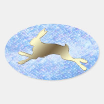 Jazzy Bunny Blue Oval Easter Sticker