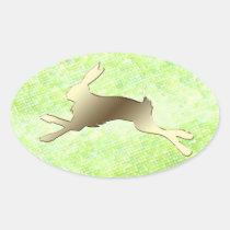 Jazzy Bunny Lime Oval Easter Sticker
