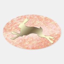 Jazzy Bunny Orange Oval Easter Sticker