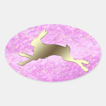 Jazzy Bunny Pink Oval Easter Sticker