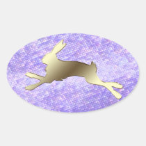 Jazzy Bunny Purple Oval Easter Sticker