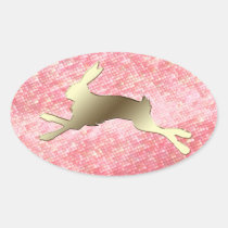 Jazzy Bunny Red Oval Easter Sticker