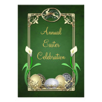 Jazzy Dashing Bunny Green Easter Invitations