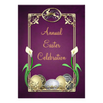 Jazzy Dashing Bunny Plum Easter Invitations