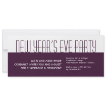 Jazzy deco plum new years nye holiday formal party invitations